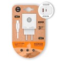 Cargador universal automático GAN 65W + Cable Usb / 1x Type-C PD / 1x USB QC 3.0 / Tech One Tech / Blanco / TEC2273