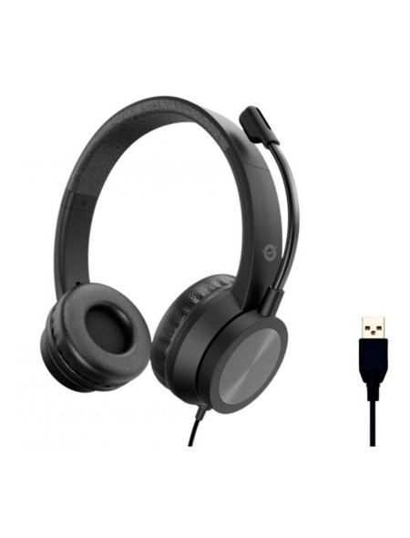 Auriculares con Microfono flexible Conceptronic Polona / Usb / Cancelacion de ruido / Negro / POLONA05B