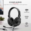 Auriculares Trust Ozzo / Usb / Micro incorporado / 40mm / Cable 2m / Negro / 24132