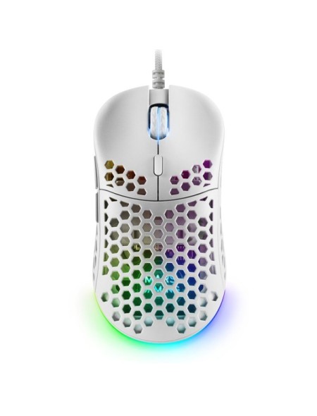 ÷ Mouse mars gaming rgb mm55w dise?o hive white 12800dpi a825pro switch huano superficie perforada ilu