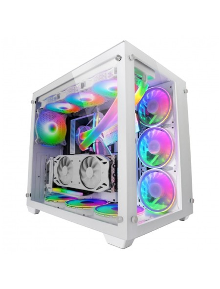 ÷ Caja e-atx torre gaming mars gaming mcv3 white xxl premium custom doble ventana de cristal templado 