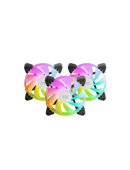 ÷ Kit 3xventilador interno argb mars gaming mf-3a kit black 12x12cm argb rainbow