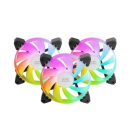 ÷ Kit 3xventilador interno argb mars gaming mf-3a kit black 12x12cm argb rainbow