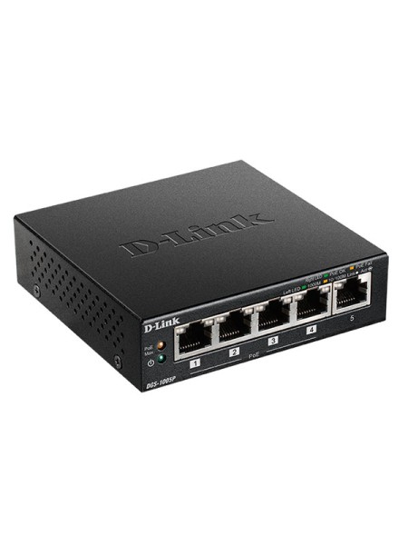 ÷ Switch no gestionable d-link dgs-1005p 5p giga con 4p poe (60w) sobremesa no rack