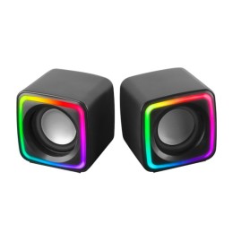 ÷ Altavoces 2.0 mars gaming mscube black 8w rms sonido dsp espacial iluminacion rgb
