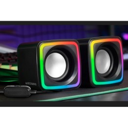 ÷ Altavoces 2.0 mars gaming mscube black 8w rms sonido dsp espacial iluminacion rgb