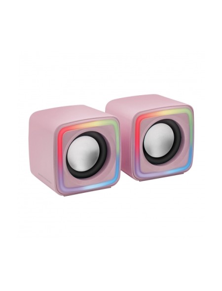 ÷ Altavoces 2.0 mars gaming mscube pink 8w rms sonido dsp espacial iluminacion rgb