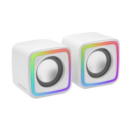 ÷ Altavoces 2.0 mars gaming mscube white 8w rms sonido dsp espacial iluminacion rgb