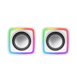 ÷ Altavoces 2.0 mars gaming mscube white 8w rms sonido dsp espacial iluminacion rgb