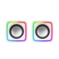 ÷ Altavoces 2.0 mars gaming mscube white 8w rms sonido dsp espacial iluminacion rgb