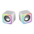 ÷ Altavoces 2.0 mars gaming mscube white 8w rms sonido dsp espacial iluminacion rgb