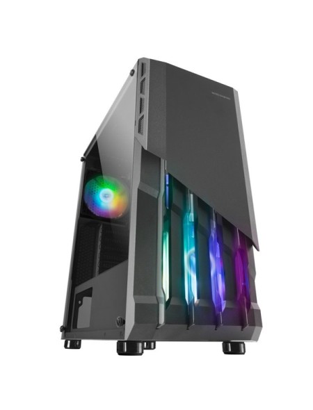 ÷ Caja atx semitorre gaming mars gaming mc-x2 black frontal en acero ventiladores frgb sin fuente de a