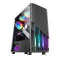 ÷ Caja atx semitorre gaming mars gaming mc-x2 black frontal en acero ventiladores frgb sin fuente de a