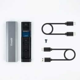 ÷ Caja externa m.2 usb-c tooq tqe-2223g para m.2 ngff/nvme usb 3.1 gen2 gris