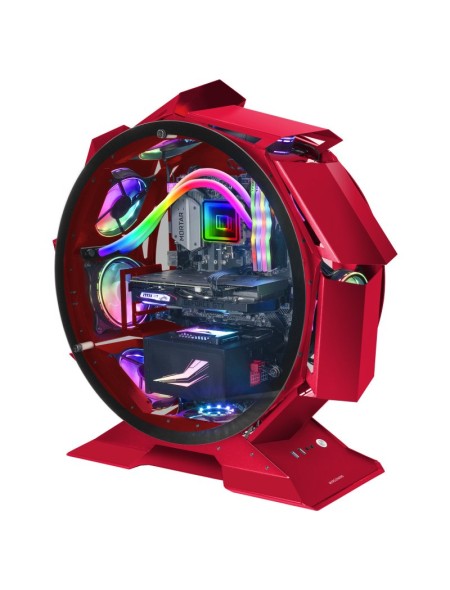 ÷ Caja microatx gaming mars gaming mcorb red dise?o esferico extremo premium doble ventana de cristal