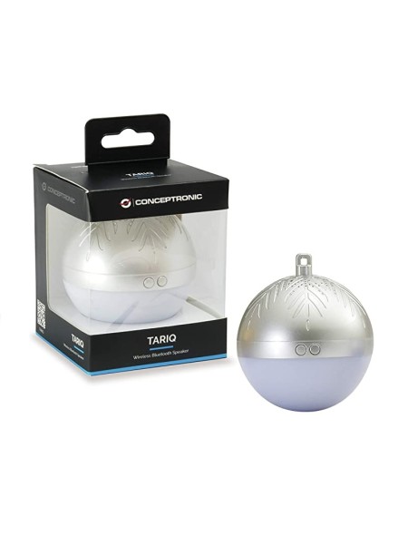 ÷ Altavoz bluetooth navidad conceptronic tariq bola de navidad con luz led tws color plata