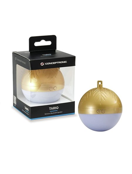 ÷ Altavoz bluetooth navidad conceptronic tariq bola de navidad con luz led tws color dorado