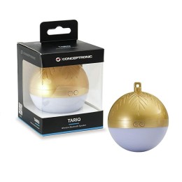 ÷ Altavoz bluetooth navidad conceptronic tariq bola de navidad con luz led tws color dorado