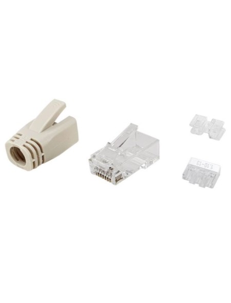 ÷ Kit 100 conectores rj45 equip categoria 6a 121176 con capuchon y guia