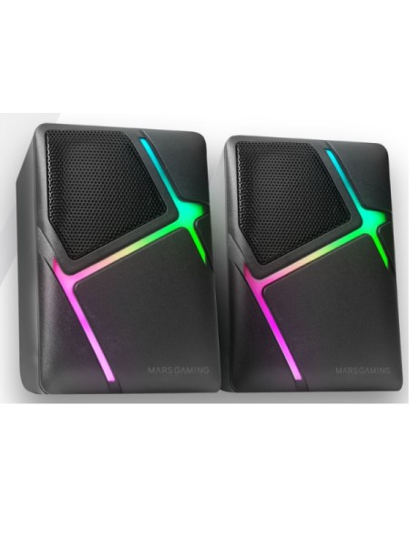 ÷ Altavoces 2.0 mars gaming ms-h negro 10w iluminacion rgb control de volumen jack 3.5mm