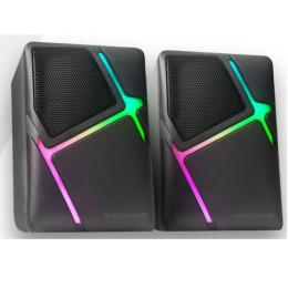 ÷ Altavoces 2.0 mars gaming ms-h negro 10w iluminacion rgb control de volumen jack 3.5mm