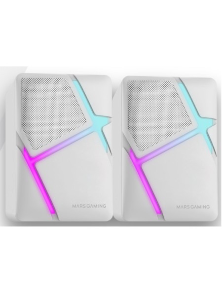 ÷ Altavoces 2.0 mars gaming mshw blanco 10w iluminacion rgb control de volumen jack 3.5mm