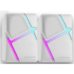 ÷ Altavoces 2.0 mars gaming mshw blanco 10w iluminacion rgb control de volumen jack 3.5mm