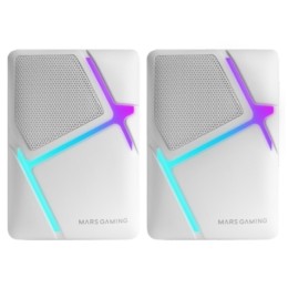 ÷ Altavoces 2.0 mars gaming mshw blanco 10w iluminacion rgb control de volumen jack 3.5mm