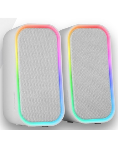 ÷ Altavoces 2.0 bluetooth mars gaming msomw blanco 20w dsp iluminacion rgb aux -in control volumen