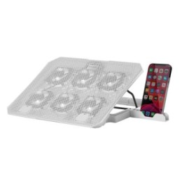 ÷ Base de refrigeracion para portatiles mars gaming mnbc23w con soporte de movil/tablet 6xfans white