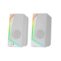 ÷ Altavoces 2.0 mars gaming ms72w white 15w jack 3.5mm iluminacion rgb control de volumen entrada jack