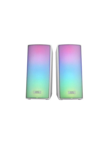 ÷ Altavoces 2.0 bluetooth mars gaming msrgb2 15w bt 5.3 jack 3.5mm rgb caja de control microsd blanco