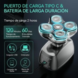 ÷ Afeitadora cabeza kensen jk-1368 ipx6 cabezales magneticos seco y humedo accesorios carga usb-c