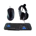 Combo Teclado + Raton Cable USB + Auriculares Drile / Negro / 3go / Multimedia / COMBODRILEH2