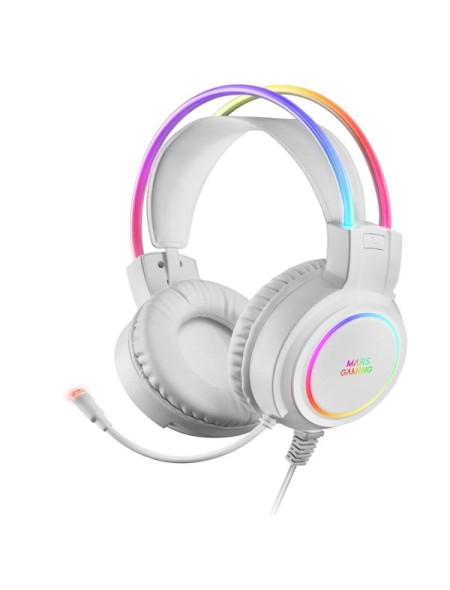 ÷ Headset mars gaming mhrgb white jack 3.5mm iluminacion 360? chroma sonido ultra-bass 3d micro abatib