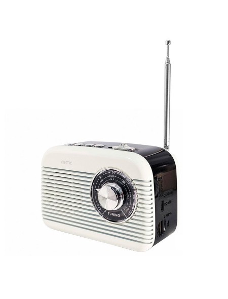 Radio portatil Am-Fm Bluetooth 5.4 con Antena TR9437 / Altavoz externo / Mp3 MicroSD - Usb / Blanco / Mayou / 0954371