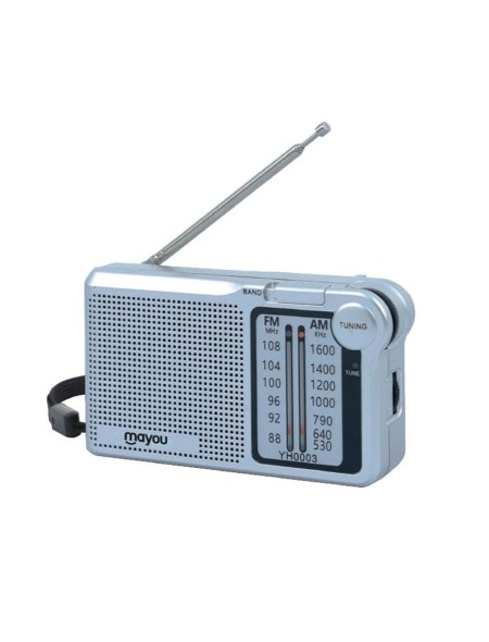 Radio portatil Am-Fm con Antena YH0003 / Altavoz externo / Plata / Mayou / 7600030