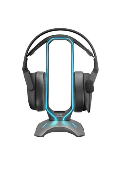 ÷ Soporte de auriculares con hub usb 2x2.0 mars gaming con iluminacion rgb flow color negro