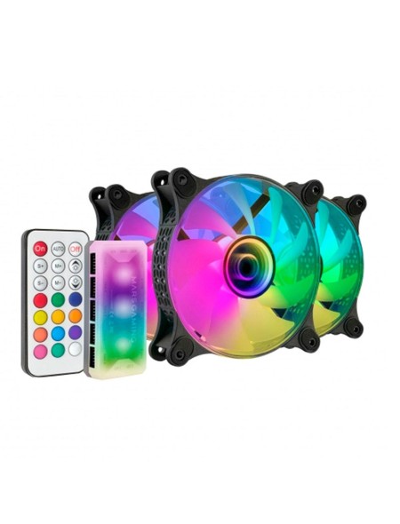 ÷ Kit 3xventilador interno argb mars gaming mf-3d kit black 12x12cm argb efecto espejo infinito