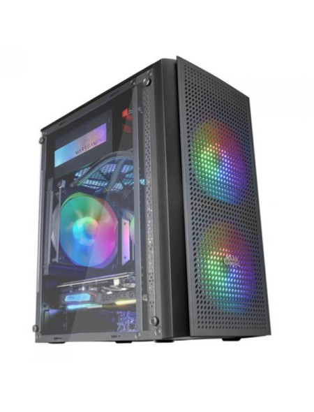 ÷ Caja microatx gaming mars gaming mc300 black frontal mesh 3xventiladores 120mm rgb lateral de crista
