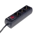 ÷ Regleta alimentacion hama con 3 tomas interruptor 1,4m color negro