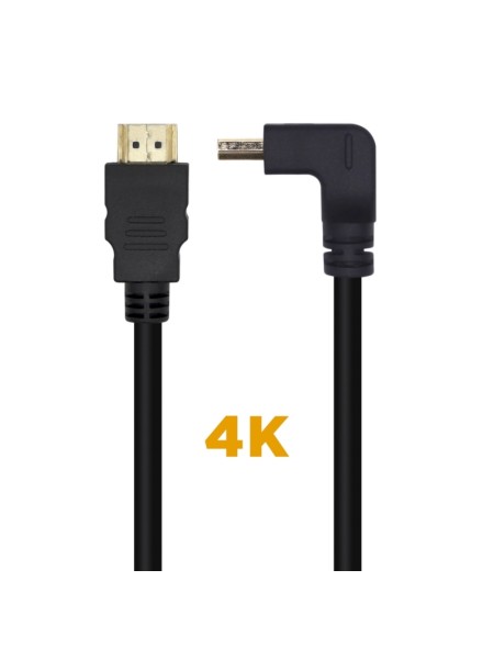 ÷ Aisens - cable hdmi v2.0 acodado premium alta velocidad / hec 4k@60hz 18gbps, a/m-a/m, negro, 2.0m