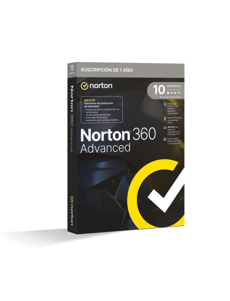 Antivirus Norton 360 Advanced 200Gb / 1 Usuario / 10 Dispositivos / 1 Año / Box / 21468805