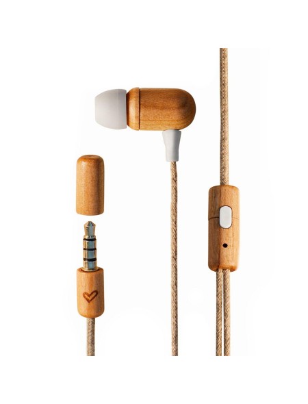 ÷ Auricular energy sistem eco cherry wood jack 3.5mm con microfono, control talk