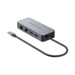 ÷ Adaptador usb-c a ethernet rj45 conceptronic abby24g 2 puertos gigabit con hub usb 3,2 x2 puertos