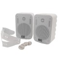 ÷ Altavoces 2.0 autoamplificados approx 15w por canal con soporte para colgar especificos para salas y