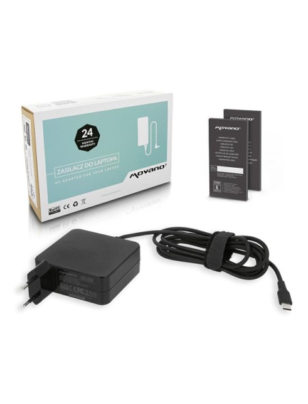 Cargador para portátil universal automático 65W 20V 3.25A Type-C Negro Movano