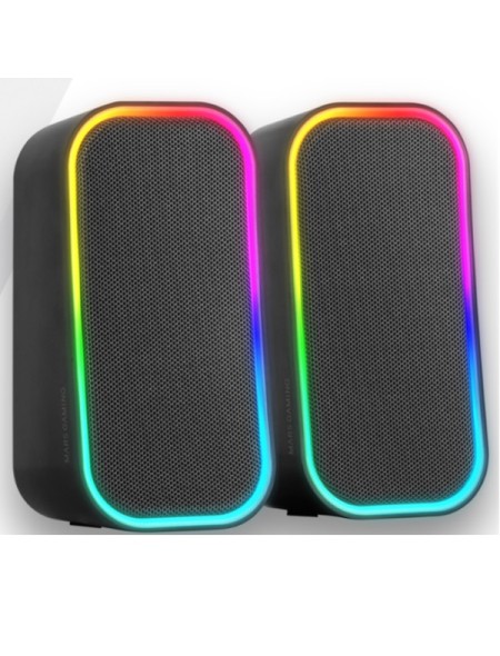 ÷ Altavoces 2.0 bluetooth mars gaming msom negro 20w dsp iluminacion rgb aux -in control volumen