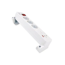 ÷ Regleta alimentacion equip 245556 con abrazadera 3 tomas schuko 2xusb-c 1xusb-a 20w blanco
