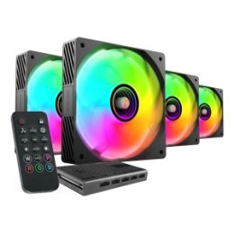 ÷ Kit 4xventilador interno argb mars gaming mf3dprokit negro 120mm argb hub rf remote